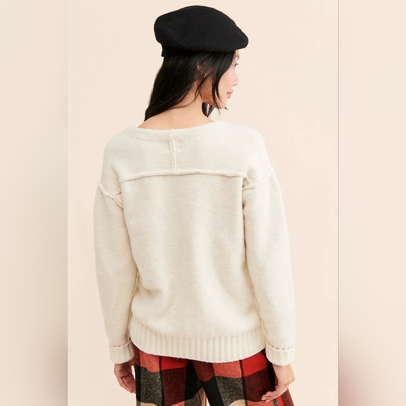 Free People Eastwood Knit Pullover Sweater Oversized Chunky Ivory Size S Boho - Picture 3 of 12